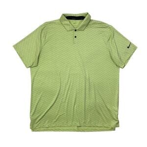 Nike Polo Shirt Mens XL Extra Large Summer Pear Green Grey Dri Fit Vapor Stripe